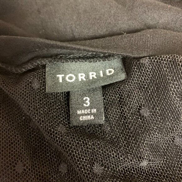 Torrid dress SZ 3/3X (22-24) black sheer bodice & shoulders feminine goth - Picture 5 of 10